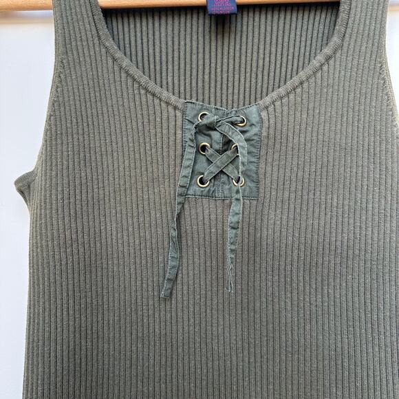 Ralph Lauren Vintage Olive Green Ribbed Tank Top - Size L - Made in Hong Kong - Picture 4 of 6